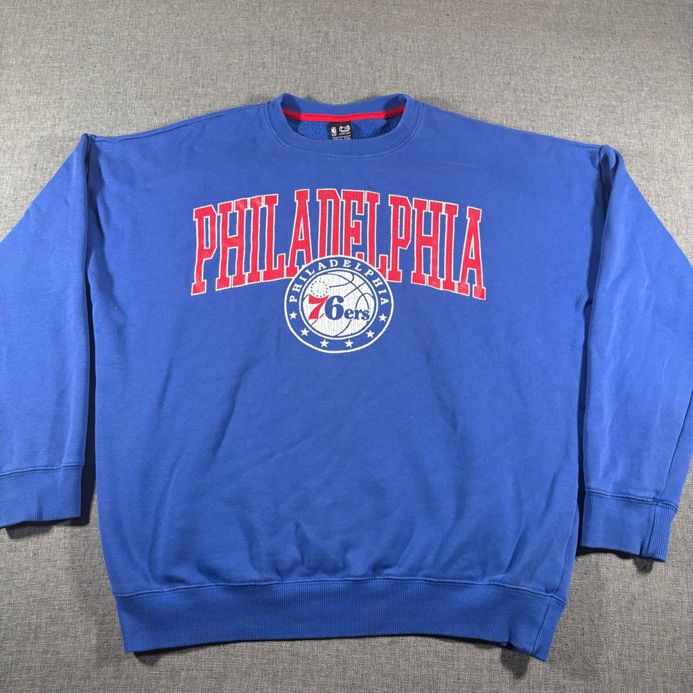 Ultra Game Philadelphia 76ers Sweatshirt Mens L Blue Crewneck NBA Graphic Fleece
